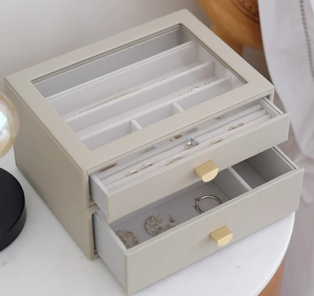 Smykkeskrin med 2 skuffer, Classic, Stackers, Beige