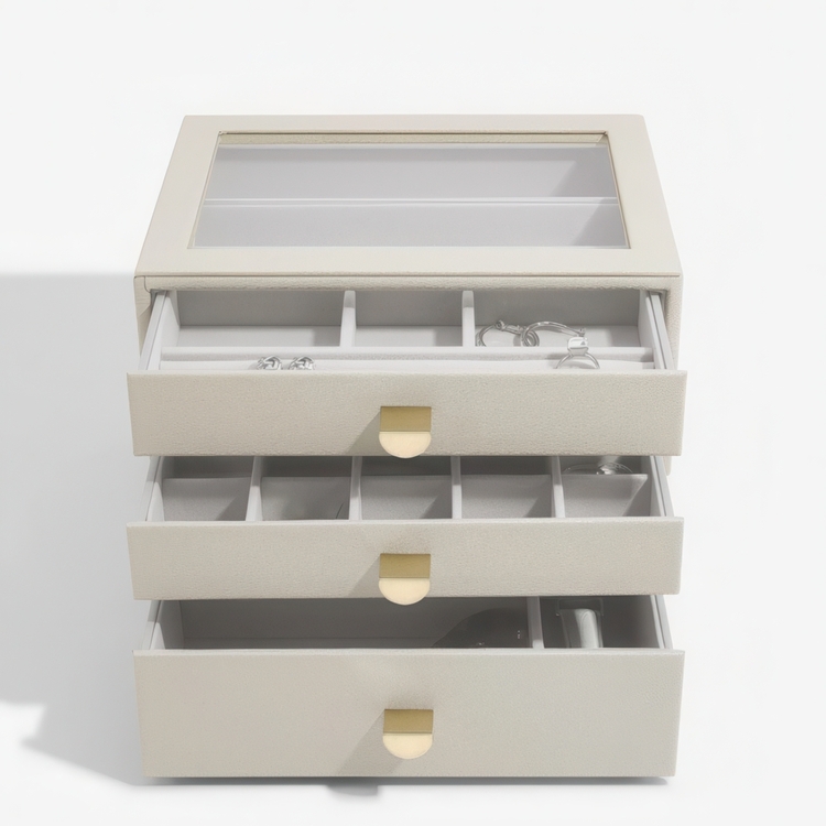 Smykkeskrin 3 skuffer, Classic, Stackers, Beige billede
