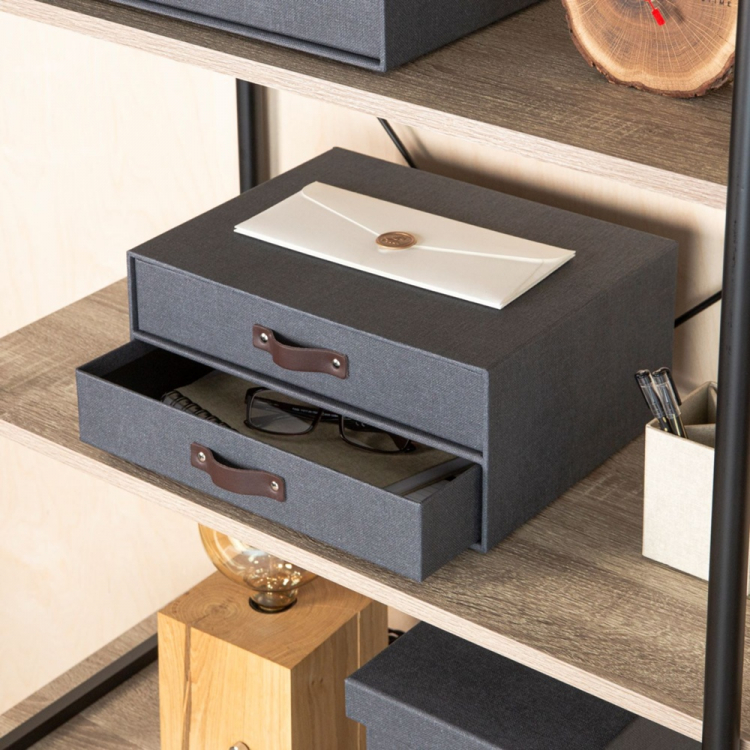 Minikommode med 2 skuffer, Birger canvas, Bigso, Sort