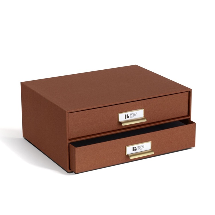 Minikommode med 2 skuffer, Birger Restore, Bigso, Orangebrun