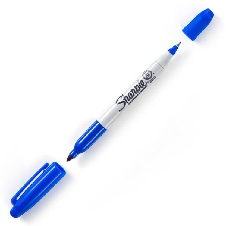 Mærkepen med dobbelte spidser, Sharpie, Blå