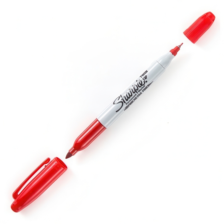 Mærkepen med dobbelte spidser, Sharpie, Rød