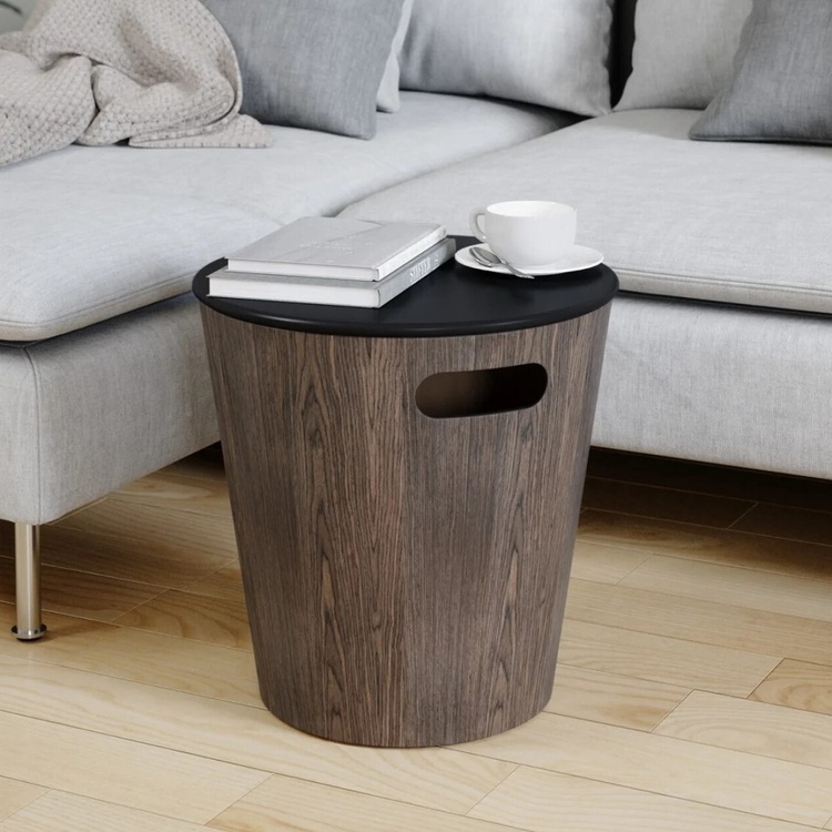 Skammel / Bord med opbevaring, WOODROW, Umbra, Ø 40 x ca H 42 cm, Brun