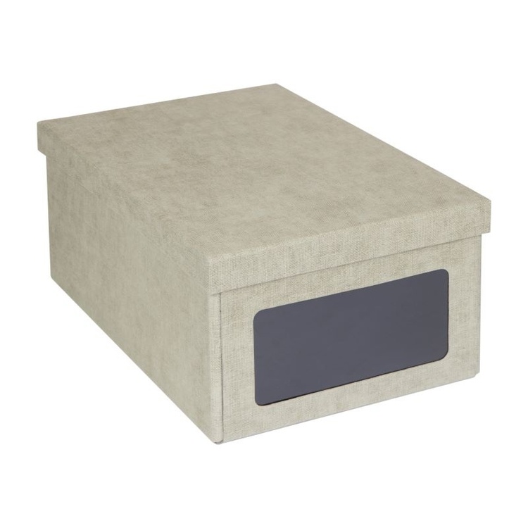 Skoæske med vindue, BIGSO BERTIL CANVAS, 34 x 23 x H 15 cm, Beige