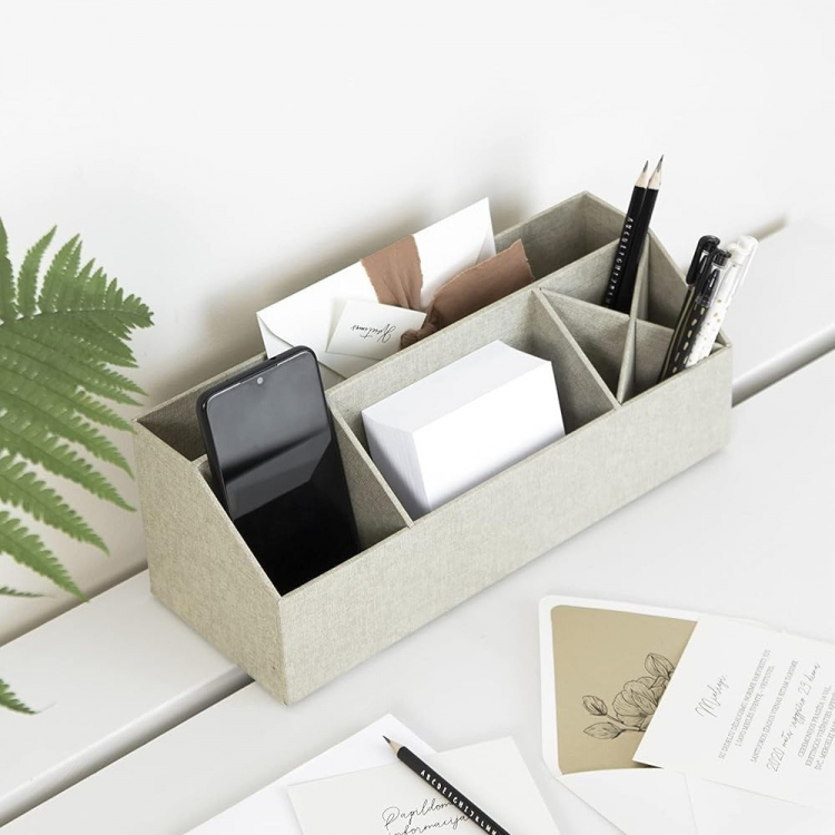 Skrivebord organizer Beige Rektangulær Pap 33cm x 13cm x 13cm - Beige - 33cm x 13cm x 13cm - Marie