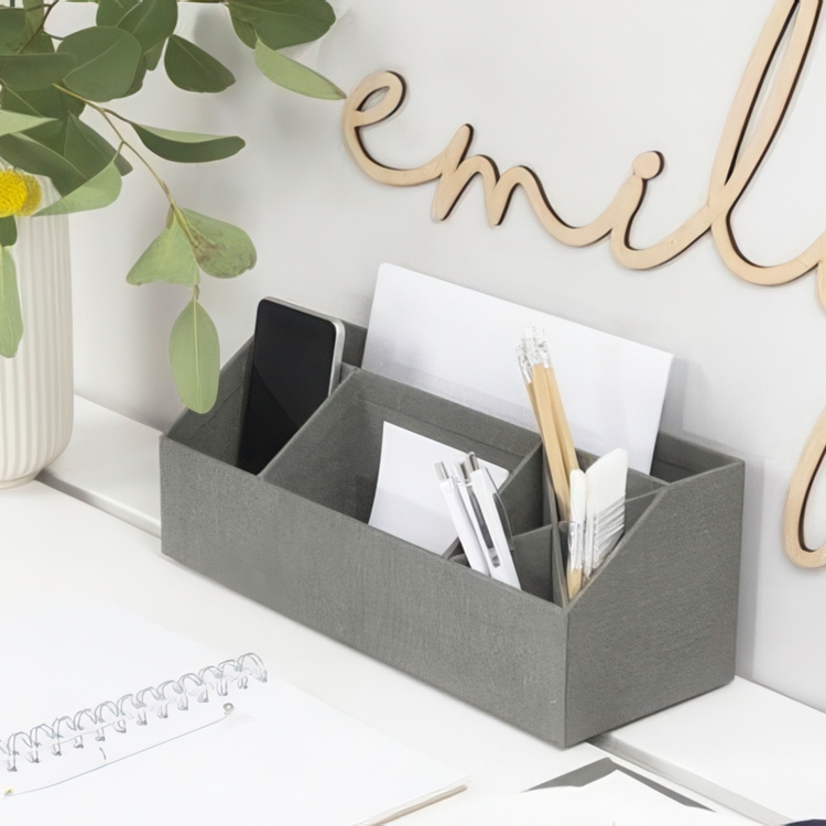 Skrivebord organizer Grå Rektangulær Pap 33cm x 13cm x 13cm - Grå - 33cm x 13cm x 13cm - Marie