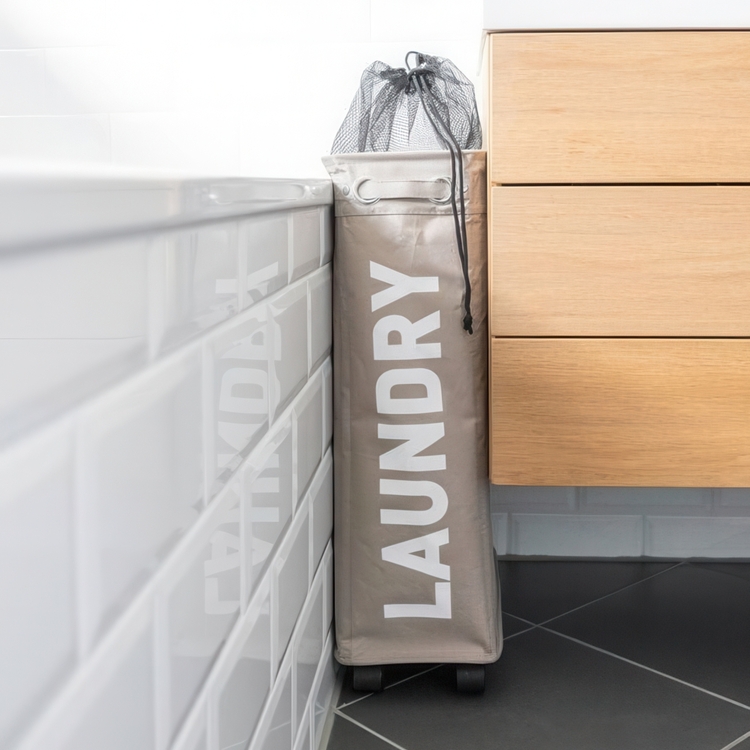 Smal vasketøjskurv på hjul, Laundry, Lysegrå