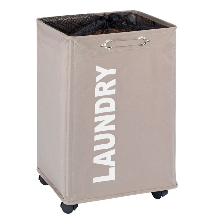 Vasketøjskurv på hjul, Laundry, Beige