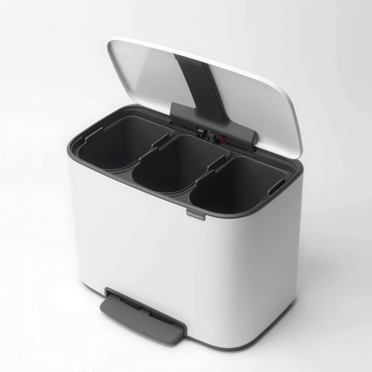 Affaldssorteringsstation med 3 rum, Brabantia, Hvid