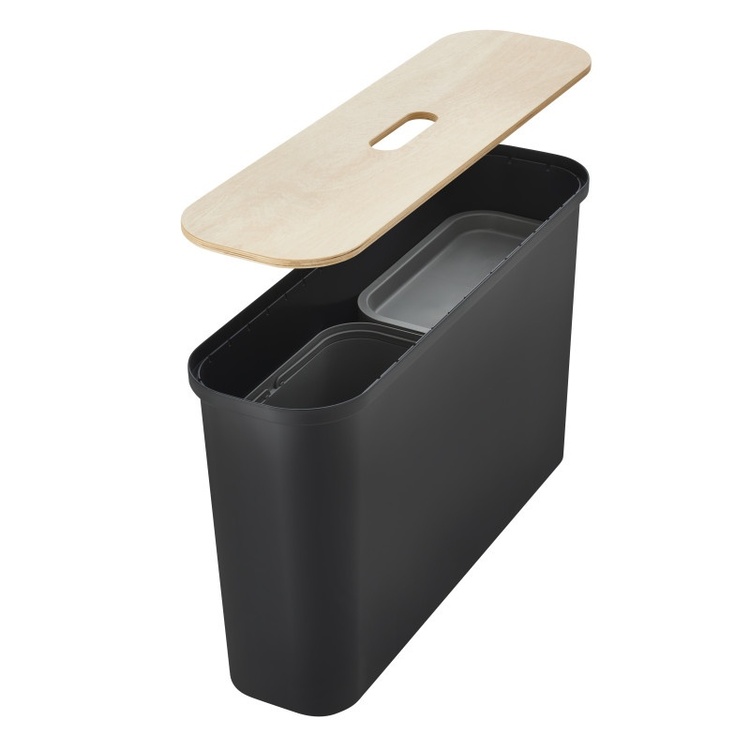 Smal affaldssorteringsspand med 2 indsatsspande (2 farver) Sort Rektangulær Plast 20,2cm x 70,2cm x 42cm - Sort - 20,2cm x 70,2cm x 42cm - Simone