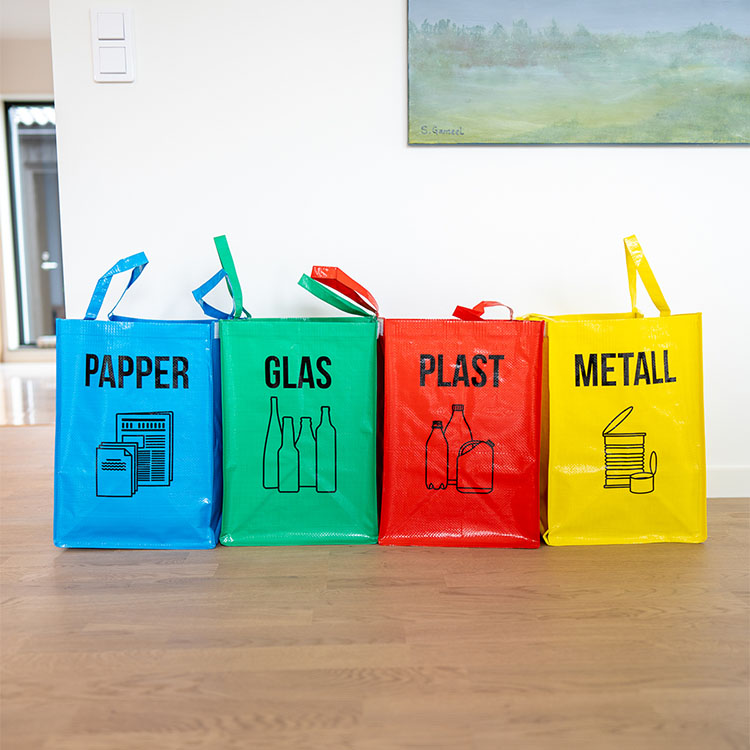 Affaldssortering glas, papir, metal & plast