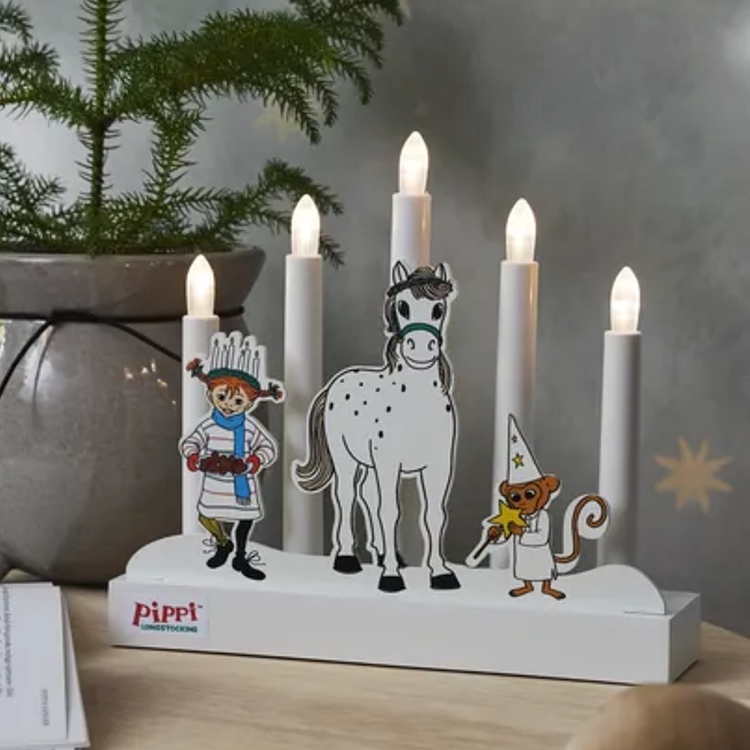 Batteridrevet Pippi-adventslysestage