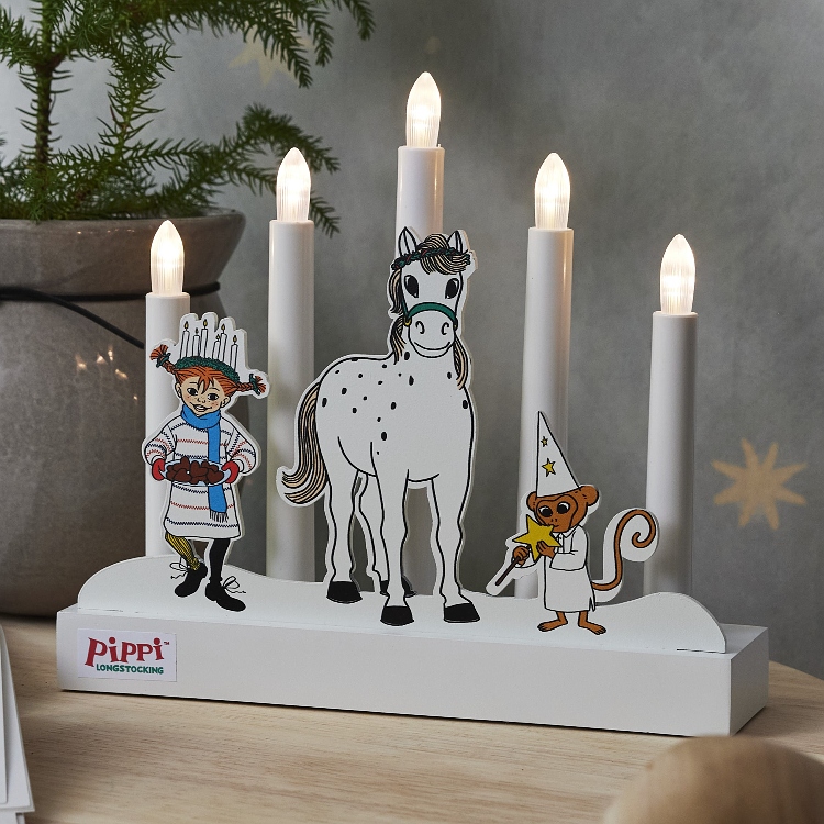Batteridrevet Pippi-adventslysestage