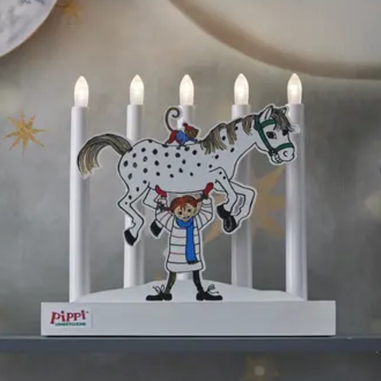 Batteridrevet Pippi-adventslysestage
