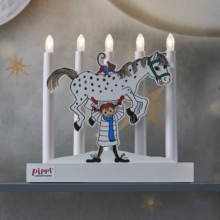 Batteridrevet Pippi-adventslysestage