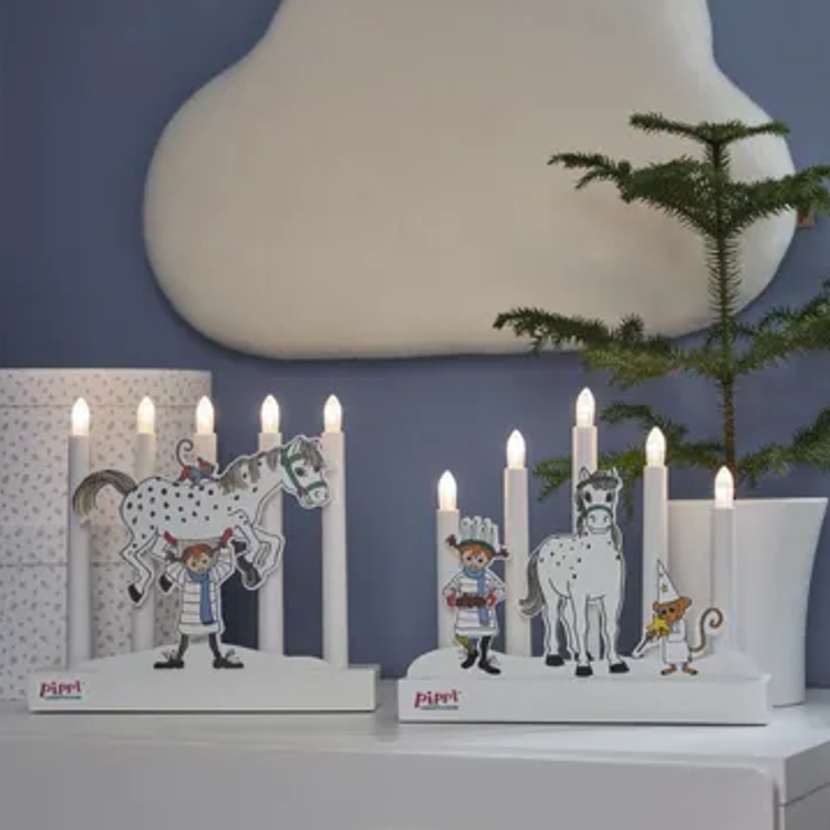 Batteridrevet Pippi-adventslysestage