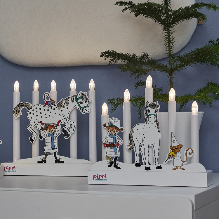Batteridrevet Pippi-adventslysestage