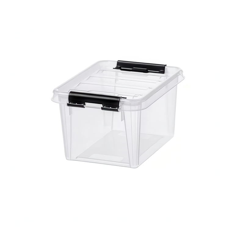 Opbevaringskasse med låg 15L, SmartStore, Klar/sort