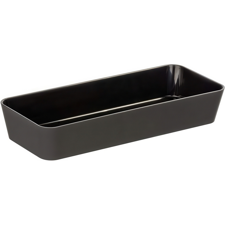 Aflang opbevaringsbakke / skuffeindsats, GOM SOFT TOUCH. 24 x 10 x H 4 cm, Sort