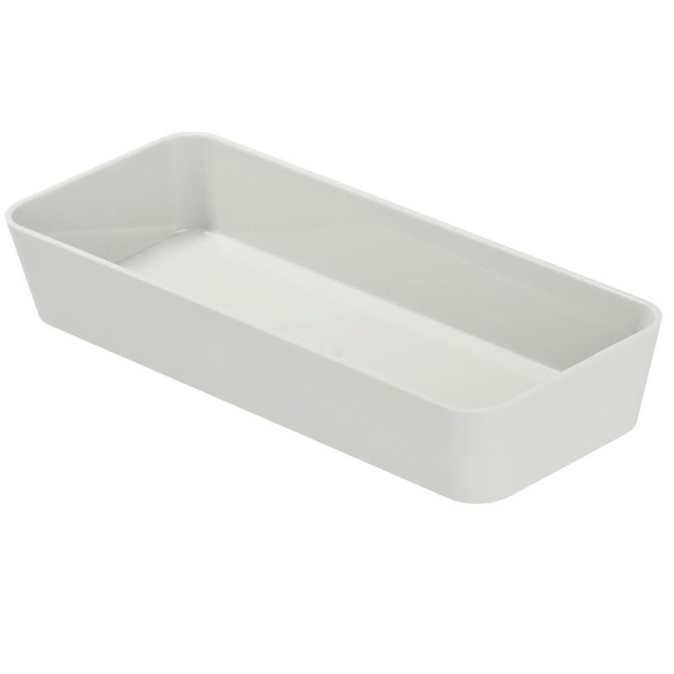 Aflang opbevaringsbakke / skuffeindsats, GOM SOFT TOUCH, 24 x 10 x H 4 cm, Hvid