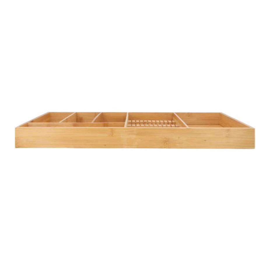 Stor bestikskuffe med knivholder i bambus 6 rum, 5five