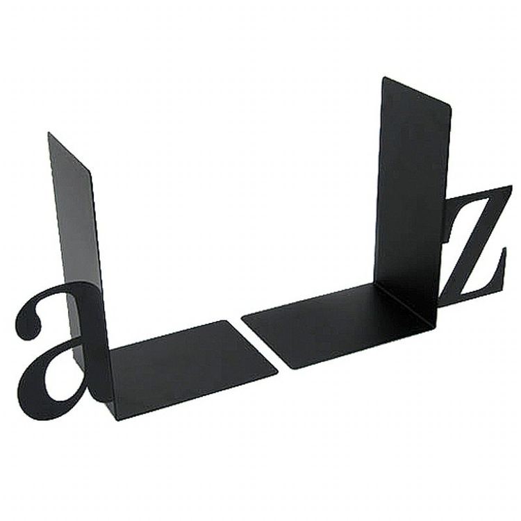Bogstøtter i metal, 2 stk., BOOK ENDS A - Z, Sorte