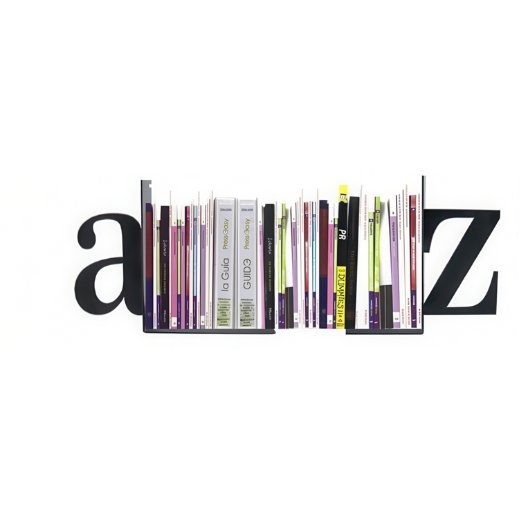 Bogstøtter i metal, 2 stk., BOOK ENDS A - Z, Sorte