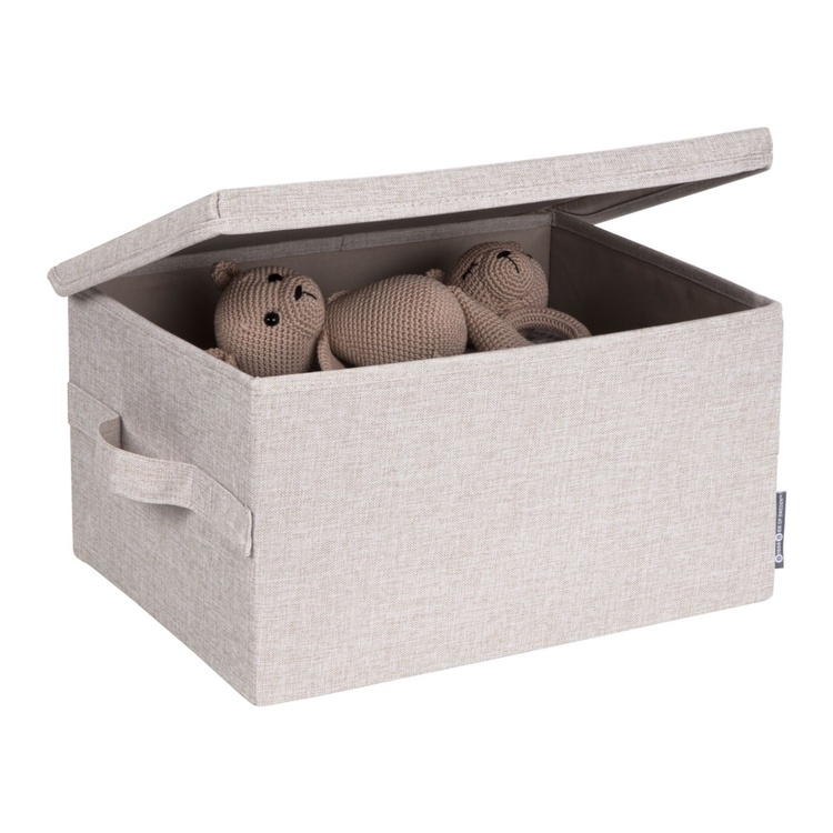 Opbevaringskasse med fast låg 26L, Bigso, Beige