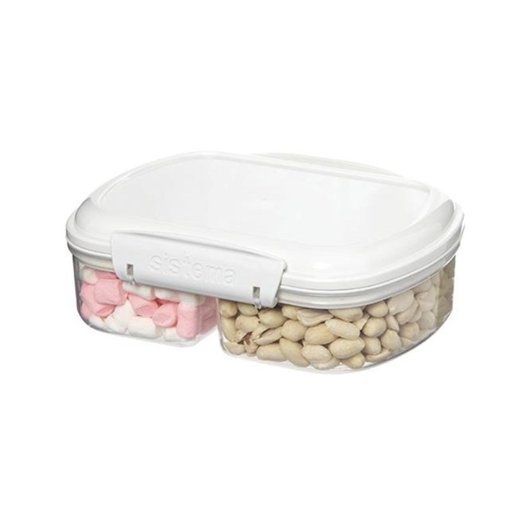Todelt opbevaringsboks 0,63L, Sistema, Hvid
