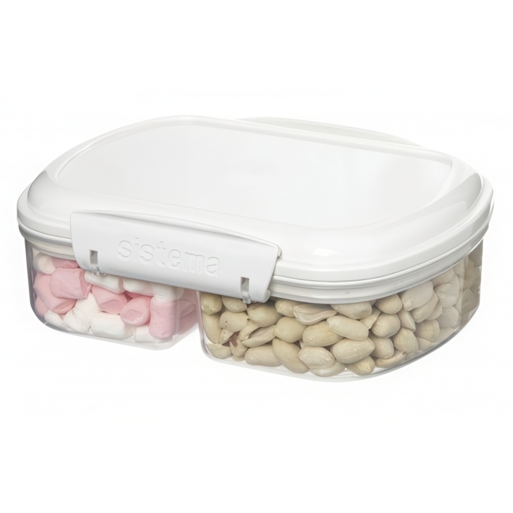 Todelt opbevaringsboks 0,63L, Sistema, Hvid