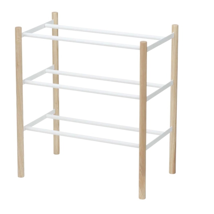 Udtrækkelig skohylde i træ og metal, 41-70 cm, Yamazaki
