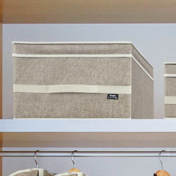 Opbevaringskasse i stof, 50x38x24 cm, Sand