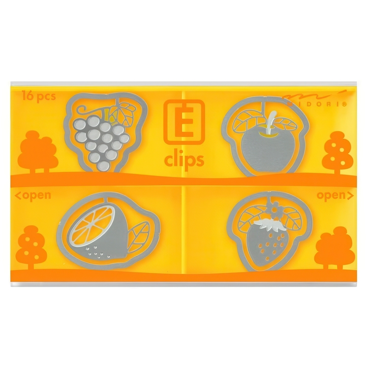 Clips formet som frugter E-CLIPS - FRUIT, 16 stk., Midori, Sølv