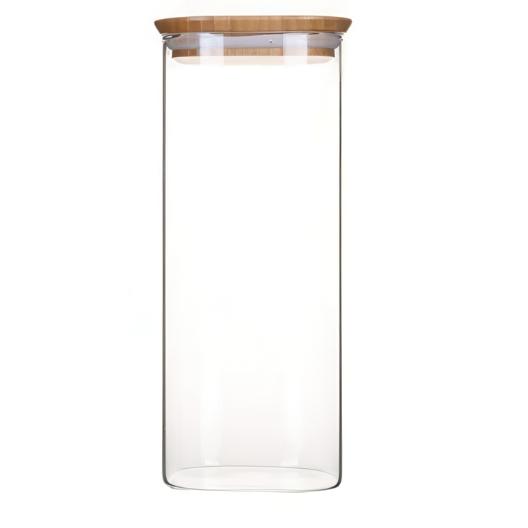 Høj glaskrukke med bambuslåg 2,2L, Pebbly