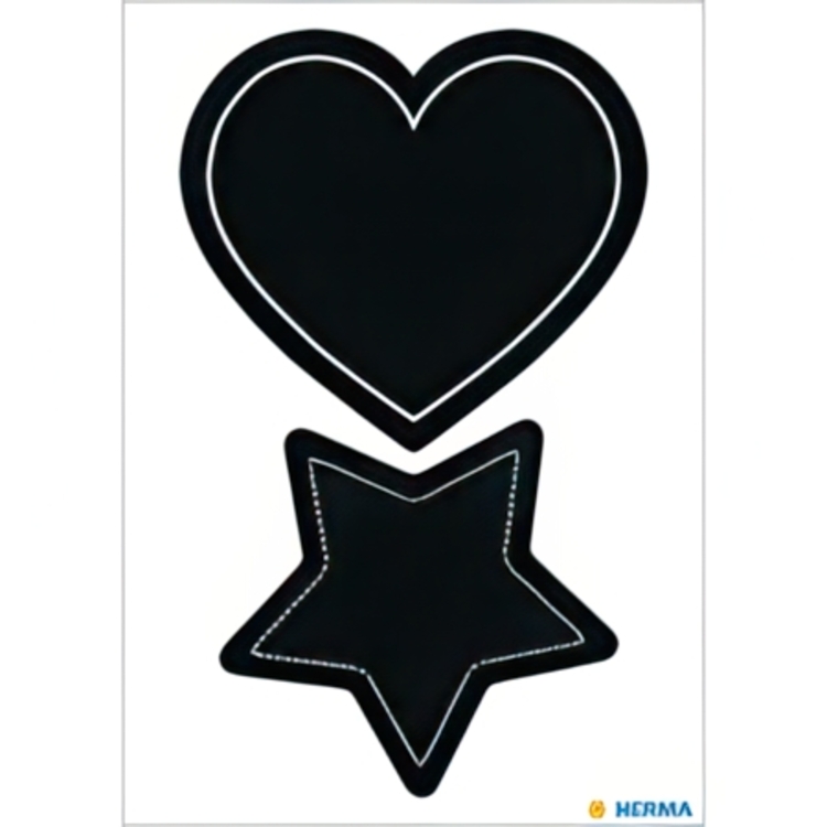 Tavle-etiketter, HERMA LARGE HEART / STAR, 4 stk., Sorte
