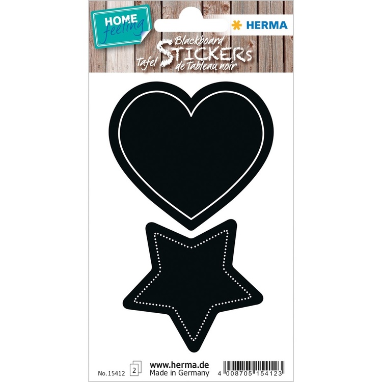 Tavle-etiketter, HERMA LARGE HEART / STAR, 4 stk., Sorte