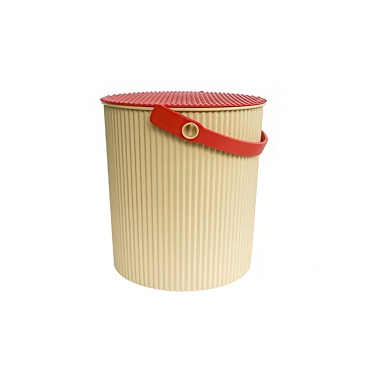 Spand med låg 20L, Omnioutil, Beige/Rød