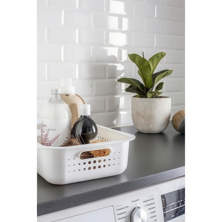 Opbevaringskurv i genbrugsplast 6L, SmartStore, Hvid