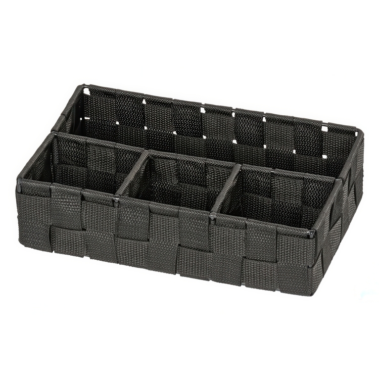 Kurv med 4 rum, ADRIA, Lille, 17 x 26 x H6,5 cm, sort