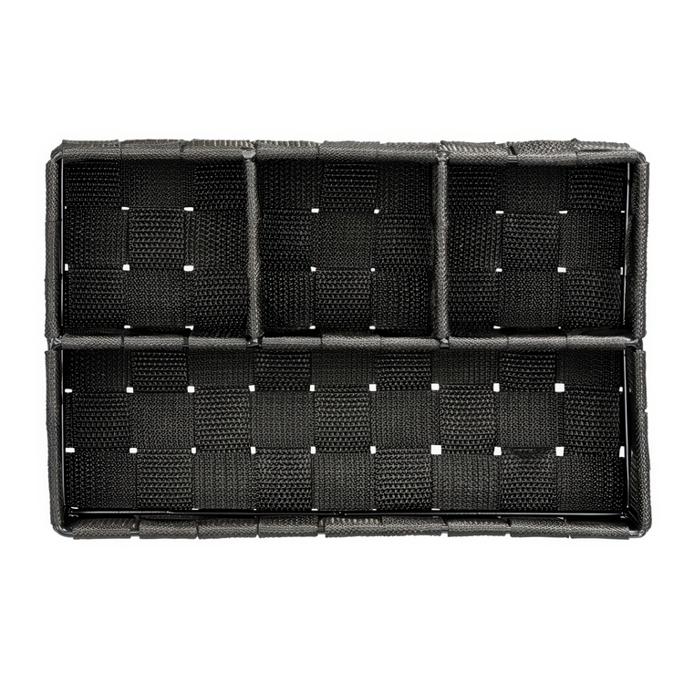 Kurv med 4 rum, ADRIA, Lille, 17 x 26 x H6,5 cm, sort
