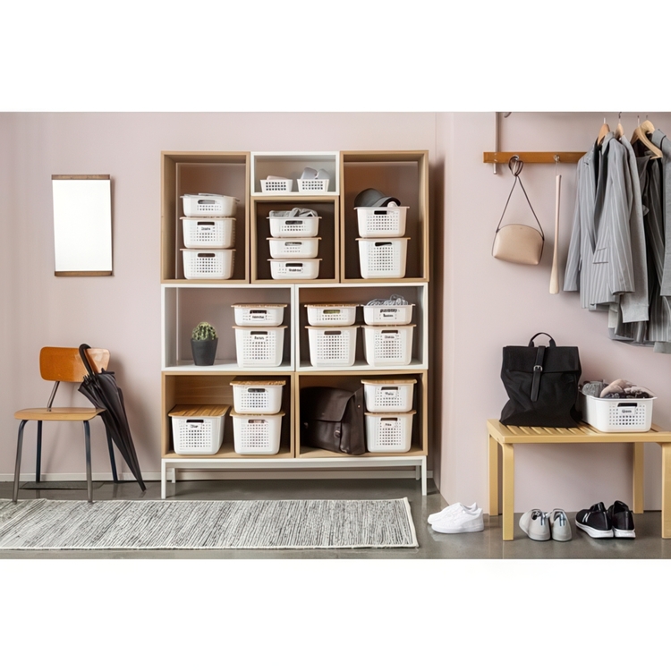 Opbevaringskurv i genbrugsplast 13L, SmartStore, Hvid
