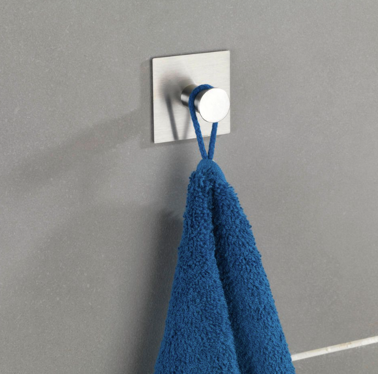 Krog / knop, Selvklæbende, Firkantet, ACCADIA cm, 5,5 x 5,5 cm, Mat rustfrit stål