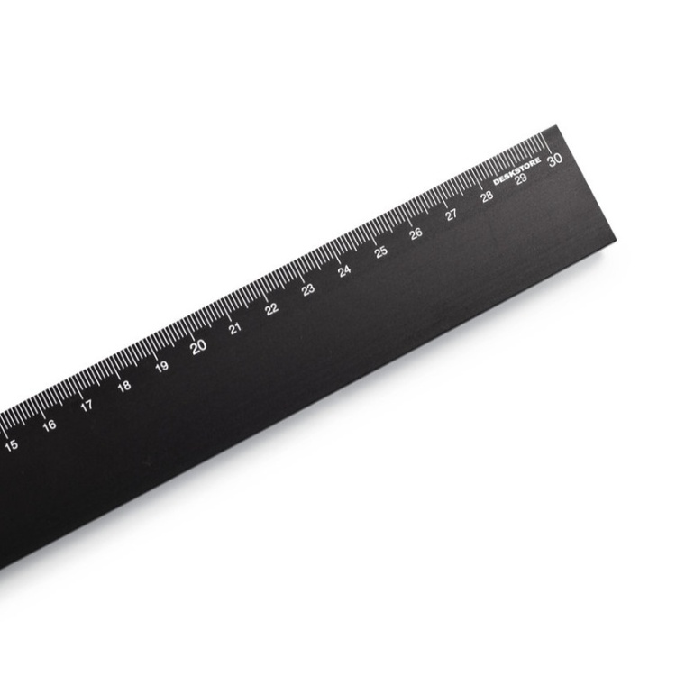 Lineal i aluminium, 30 cm, DESKSTORE SIZE BLACK, Sort
