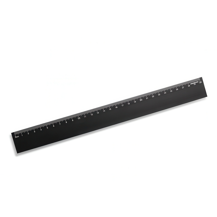Lineal i aluminium, 30 cm, DESKSTORE SIZE BLACK, Sort