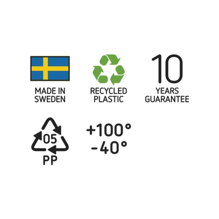 Stor opbevaringskasse med låg i genbrugsplast 46L, SmartStore, Sort