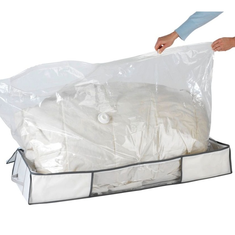 Opbevaringskasse med vakuumpose, 105x45x15 cm, hvid