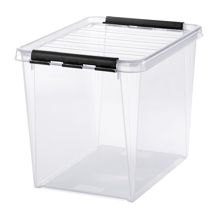 Høj opbevaringskasse med låg 25L, SmartStore, Klar/sort