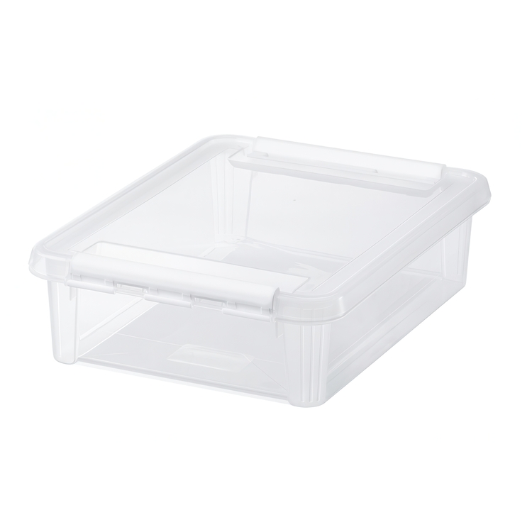 Lav opbevaringskasse med låg 7,5L, SmartStore, Klar/hvid