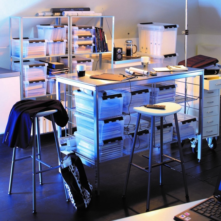 Stor opbevaringskasse med låg 52L, SmartStore, Klar/sort