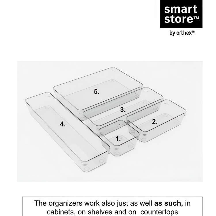 Langsmal skuffeindretning til småopbevaring, 30x10x6 cm, SmartStore